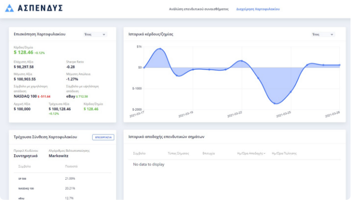 Web-based investment portfolio