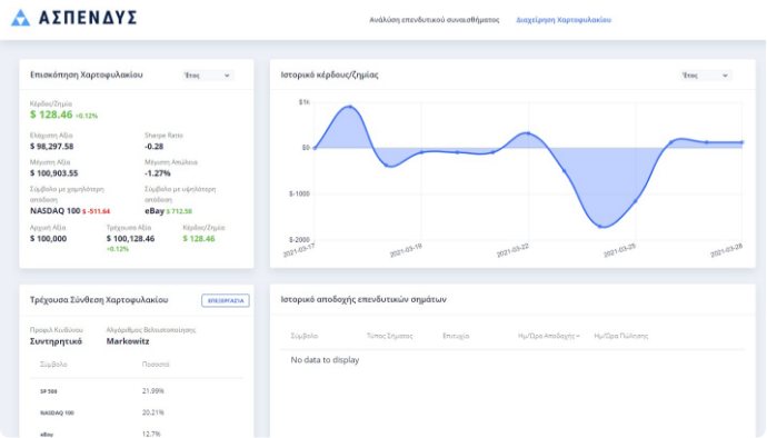 Web-based investment portfolio